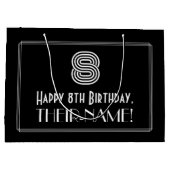 8番目の誕生日—インスパイアアールデコの外観は「8」、名前 ラージペーパーバッグ (裏面)