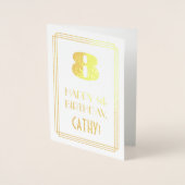 8番目の誕生日:インスパイアアールデコの検索"8"と名前 箔カード (正面)