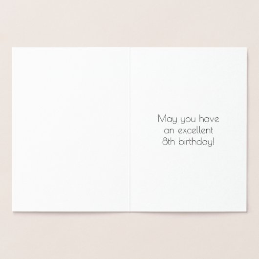 8番目の誕生日-インスパイアアールデコの検索"8"と名前 箔カード (内部)
