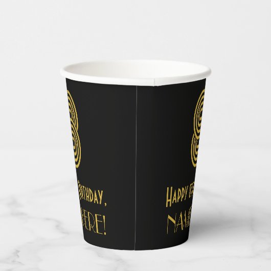 8番目の誕生日:インスパイアアールデコの検索"8"と名前 紙コップ (右)