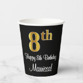 8番目の誕生日-エレガント豪華なフェイク金ゴールドルック# 紙コップ (正面)