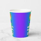 8番目の誕生日: カラフル、おもしろいレインボーパターン# 8 紙コップ (左)