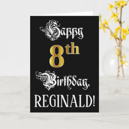 8番目の誕生日:ファンシースクリプト、フェイク金ゴールド・ルック、名前 カード