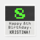 8番目の誕生日- Nerdy / オタク系のスタイル"8"と名前 スタンダードランチョンナプキン (正面)