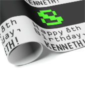 8番目の誕生日- Nerdy / オタク系のスタイル"8"と名前 ラッピングペーパー (ロールコーナー)