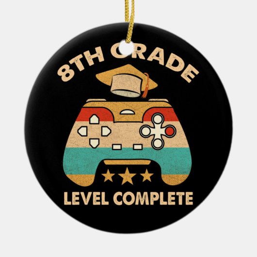 8等級レベルの完全なビデオゲーマーゲーム セラミックオーナメント (正面)
