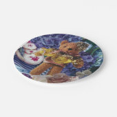 8紙デザートプレートアンティークテディベア ペーパープレート (アングル)