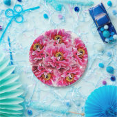 8紙プレートピンク牡丹 ペーパープレート (パーティー)