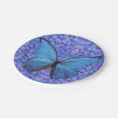 8紙プレートブルーバタフライ/アジサイ ペーパープレート (アングル)