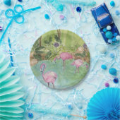 8紙プレート – 水彩フラミンゴ ペーパープレート (パーティー)