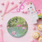 8紙プレート – 水彩フラミンゴ ペーパープレート (パーティー)