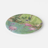 8紙プレート – 水彩フラミンゴ ペーパープレート (アングル)