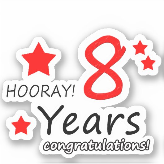 8結婚周年～8年誕生日シール シール (正面)