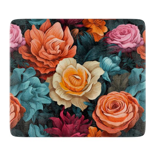 #8花柄 カッティングボード (正面)