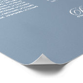 8表ほこりっぽい青結婚のシンプル座席表 ポスター (角)