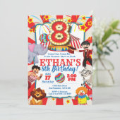 8誕生日のサーカスパーティの招待状 招待状 (スタンド正面)