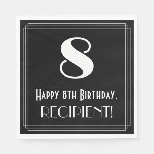 8誕生日インスパイアーアールデコルック"8",名前 スタンダードランチョンナプキン (正面)