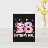 8誕生日ガールかわいいアクソロトル8歳アザ カード (黄色い花)