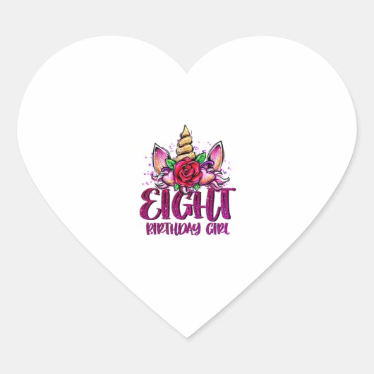8誕生日ガールシャツ8年オールドガール誕生日G ハートシール (正面)