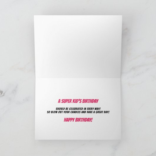 8誕生日ガールズすごいキッズピンク漫画本 カード (内部)