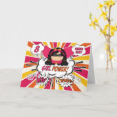 8誕生日ガールズすごいキッズピンク漫画本 カード (黄色い花)