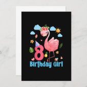 8誕生日ガールズフラミンゴ8歳トロピカルF 招待状 (正面/裏面)