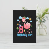 8誕生日ガールズフラミンゴ8歳トロピカルF 招待状 (スタンド正面)