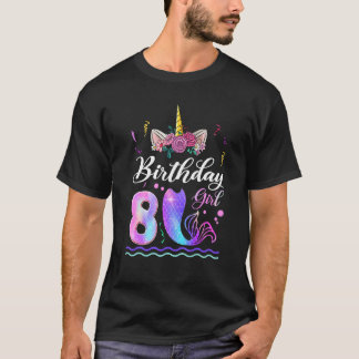 8誕生日ガールユニコーンマーメイドテール8歳 Tシャツ