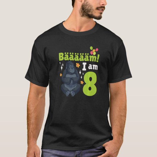 8誕生日ゴリラをテーマにした誕生日パーティー8年 Tシャツ (正面)