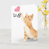 8誕生日タビーキャット カード (黄色い花)