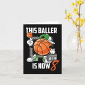 8誕生日バスケットボール選手おもしろい8歳キッド カード (黄色い花)