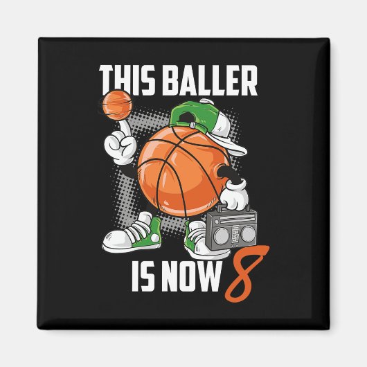 8誕生日バスケットボール選手おもしろい8歳キッド マグネット (正面)