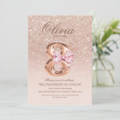 8誕生日バラピンク金ゴールドボウバースデーパーティー 招待状 (スタンド正面)