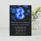 8誕生日バルーンキッズブルーボーイパーティー 招待状 (スタンド正面)