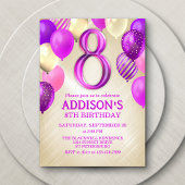 8誕生日ピンクバルーン招待状 招待状