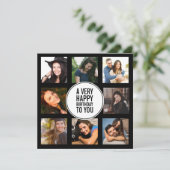 8誕生日フォトコラージュ白黒  招待状 (スタンド正面)