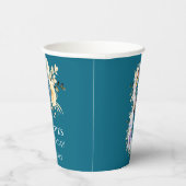 8誕生日フォトティール（緑がかった色）コラージブルーイエローフラワー 紙コップ (右)