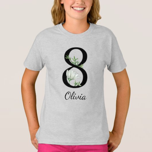 8誕生日フローラパーソナライズされた名Tシャツ Tシャツ (正面)