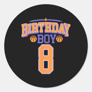 8誕生日ボーイバスケットボール恋人8歳Bday ラウンドシール