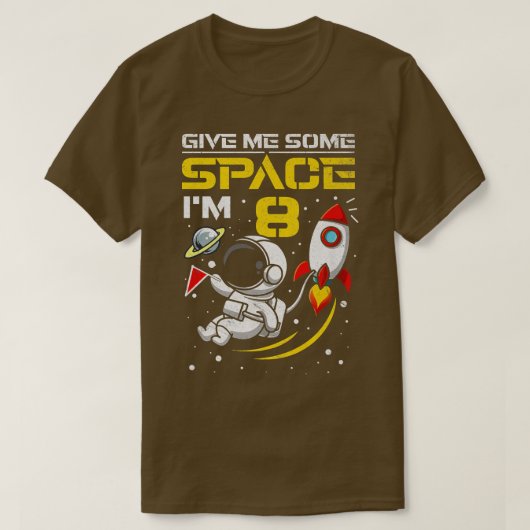 8誕生日ボーイ8歳オールドアウタースペースアストロナウ Tシャツ (デザイン正面)