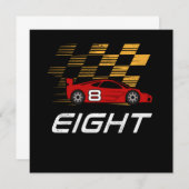 8誕生日レーシングカーギフト8年レースドライバー 招待状 (正面/裏面)