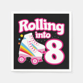 8誕生日ローラースケートで滑る8歳スケートボール スタンダードカクテルナプキン (正面)
