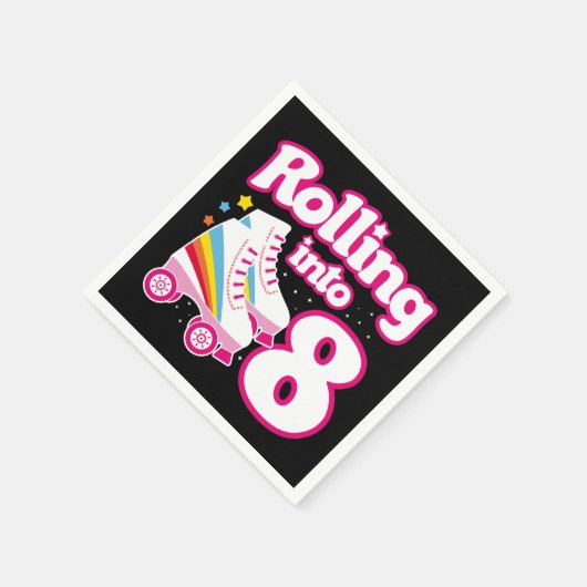 8誕生日ローラースケートで滑る8歳スケートボール スタンダードカクテルナプキン (角)