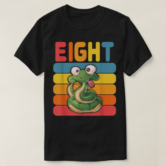 8誕生日ヴィンテージヘビ好きペット爬虫類8Yea Tシャツ (デザイン正面)