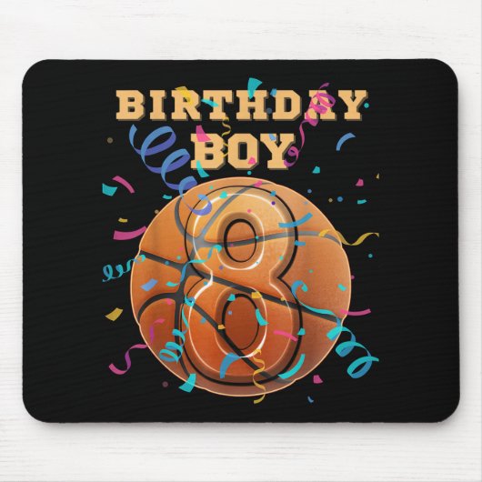8誕生日少年8歳バスケットボール遊 マウスパッド (正面)