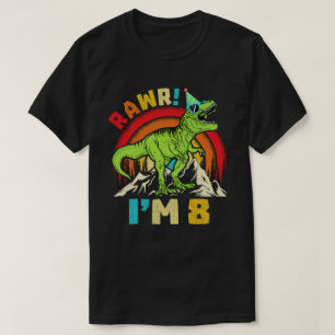 8誕生日恐竜Tレックスラー私は8男の子のための Tシャツ
