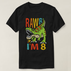 8誕生日恐竜Tレックスラー私は8男の子のための Tシャツ