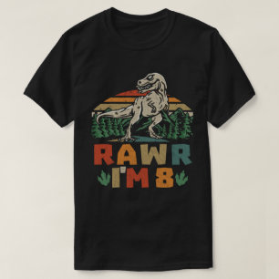 8誕生日恐竜Tレックスラー私は8男の子のための Tシャツ