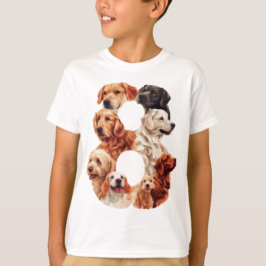 8誕生日犬の子犬のテーマ8歳の子供の男の子 Tシャツ (正面)