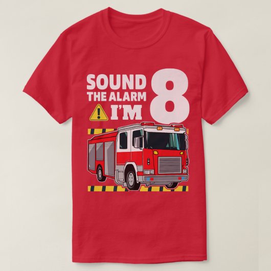8誕生日男の子の消防車8 8歳Firef Tシャツ (デザイン正面)